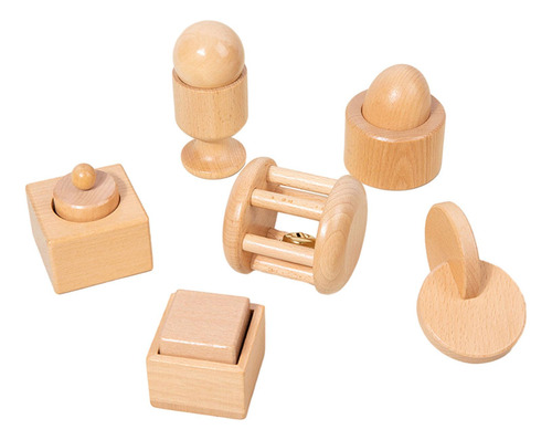 6x Juguetes De Madera Para Bebés, Juguete Agitador De