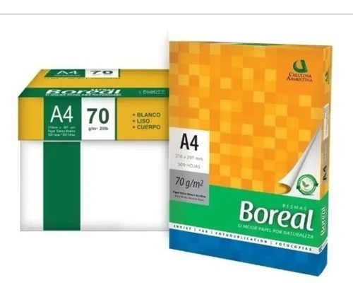 Imagen 1 de 4 de Kit 10 Resmas A4 Boreal 70 Gramos Papel Blanco Caja X10 U