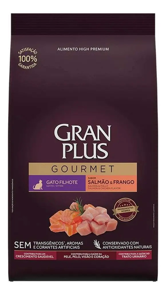 Ração Seca Gato Filhote Gourmet Salmão e Frango Gran Plus 1kg