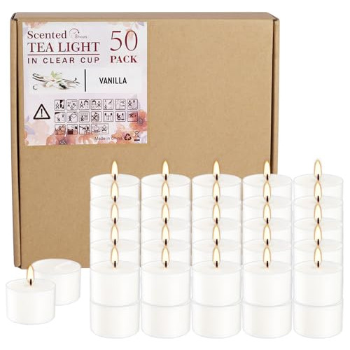 Set De 50 Velas De Té Per  Blancas Granel, Fragancia D...