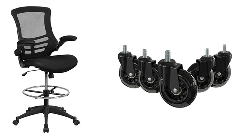 Juego 5 Sillas Ergonómicas De Dibujo De Malla Negra Con Resp