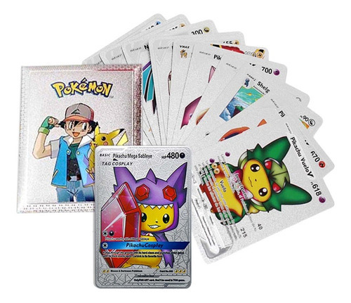 Cartas Plateadas X10 Pokémon Metalizadas Coleccionables Niño