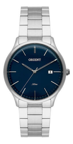 Relógio Orient Fbss1125 D1sx Eternal Feminino Azul- Refinado Correia Prateado Bisel Prateado Fundo Azul