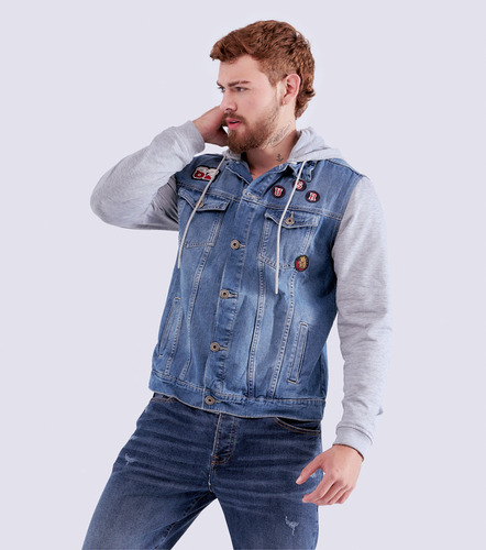 Chaqueta Para Hombre En Indigo Con Capota Unser