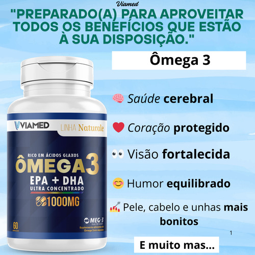 Ômega 3 Epa + Dha Ultra Concentrado | 1 Potes 60caps Viamed Sem Sabor