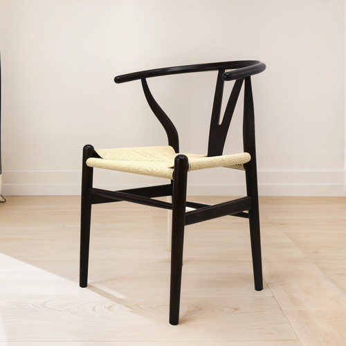 Silla Para Comedor Micerino De Madera Y Cuerda Trenzada Cuerda Trenzada Nogal Beige