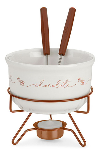 Aparelho De Fondue De Chocolate Porcelana 5 Peças Forma Inox