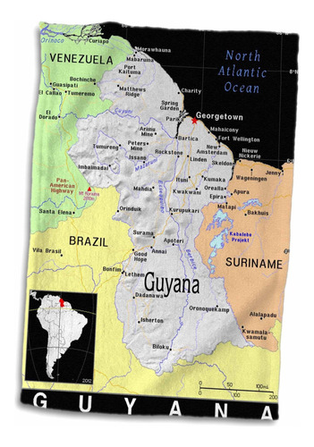 Mapa Moderno 3d Rose De Guyana En Toalla De Colores Viv...