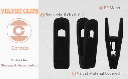 Kit De Clips Para Perchas Corodo, Propileno, Negro, 20 Pcs