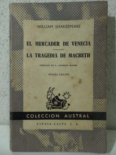 El Mercader De Venecia/ La Tragedia De Macbeth, Shakespeare