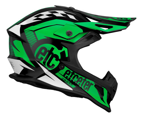 Capacete De Motocross Esportivo Etceter Fast Cross Brilhante Cor Verde Tamanho do capacete 62