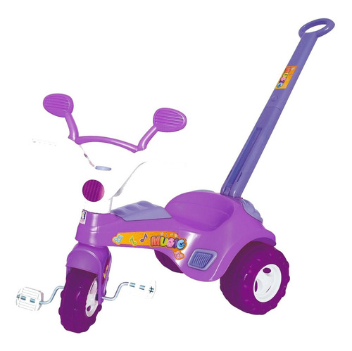 Triciclo Velotrol Baby Music C/ Haste E Som- Roxo - Cotiplás