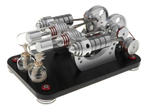 KESOTO Motor Stirling Térmico de Doble-Cilindro Combustión Externa Conversión de Energía Térmica a Trabajo Mecánico Suministro de Laboratorio 
