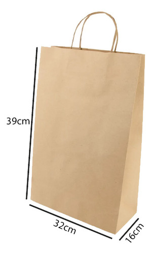 Sacola Kraft Pardo Gg Com 20 Unidade Para Delivery 39x32x16