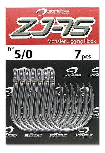 Anzol Para Suporte Hook Jignesis Zj-7s Pesca Aço Inox 5/0