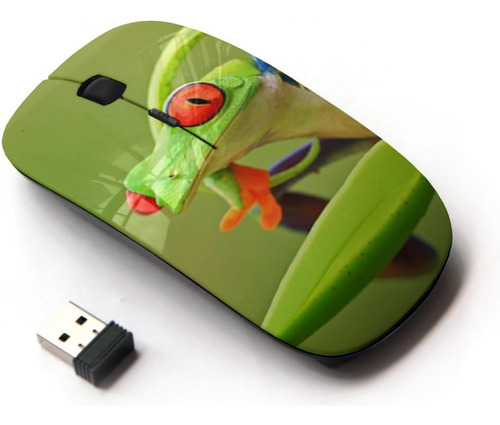 Kawaiimouse [mouse Inalámbrico Óptico 2.4g] Rana Verde Naran