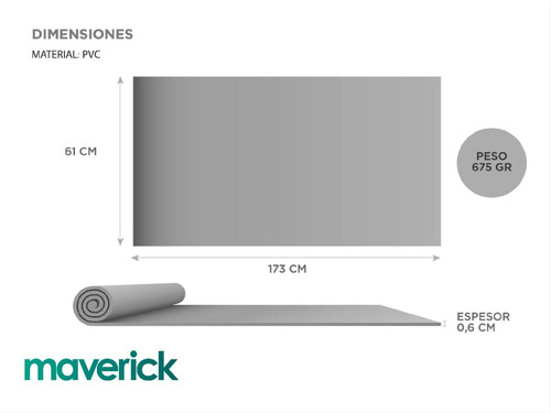 Imagen 4 de 8 de Yoga Mat Pvc Maverick 173cm X 61cmx0,6cm Colchoneta Fitness