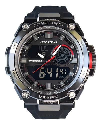 Reloj Okusai Pro Space Ana-digi Psh0113-adr-9h Sumergible Negro Rose Negro