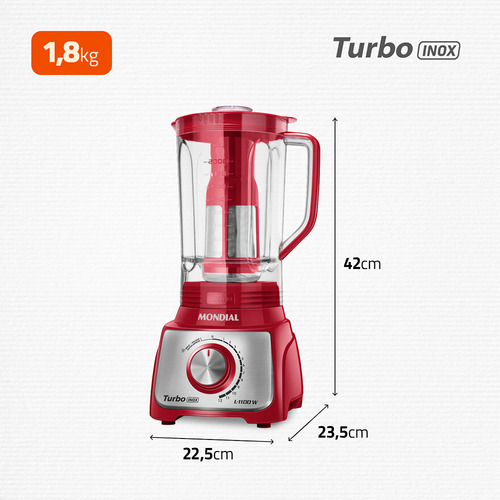 Liquidificador Turbo Mondial 1100W L-1100 Ri