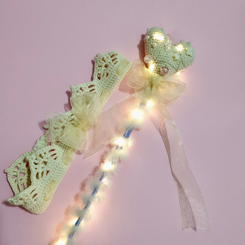 Set Varita Magica Con Luz 45 Cm Y Corona De Algodon, Cosplay