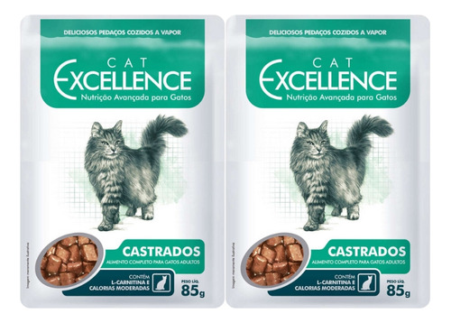 Kit 2un Sachê Cat Excellence Para Gato Castrado 85g