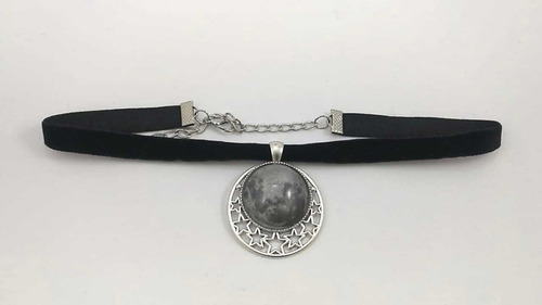 Choker Base Luna Con Estrellas Goth Dark Gotico