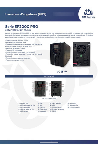 Inv Ups Eos 12v 1000w Ep20-1000-12