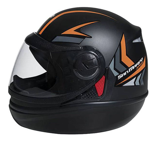 Capacete Moto San Marino Speed One Fechado Integral Taurus Cor Preto Fosco / Laranja Tamanho do capacete 56