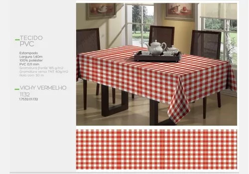 Plástico Térmico Toalha De Mesa Xadrez Vermelho 1,00x1,40