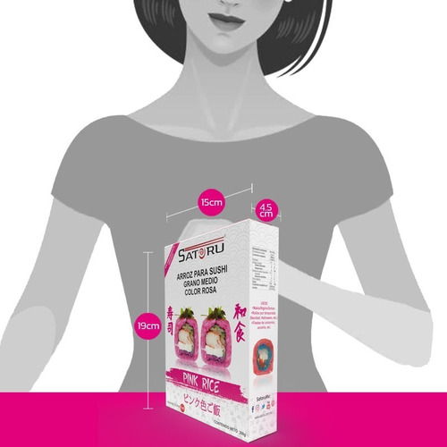 Imagen 3 de 8 de Arroz Japonés Rosa Para Sushi Sin Sabor Añadido 300g