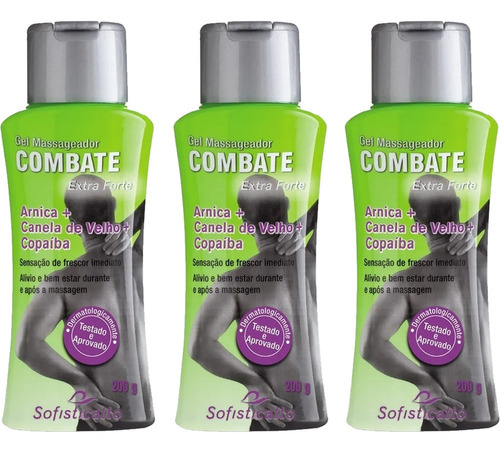  Kit 3 Gel Combate Canela De Velho Alivio Imediato 200ml