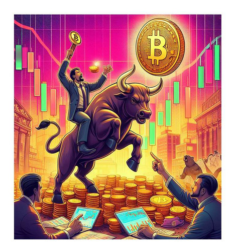 Vinilo 60x60cm Toro Bitcoin En Wall Street Bitcoin Bull