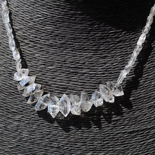 Collar Herkimer 41 Cm Cadena Cuarzo Diamante Natural 2 Punta Cristal (Usado)