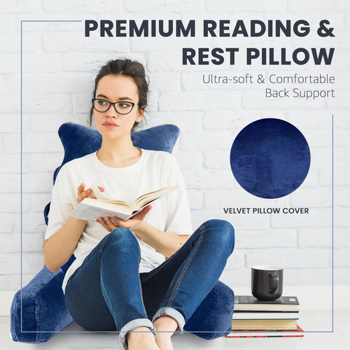 Vashie Almohada Grande Para Juegos Y Lectura: Cojín Azul Pre