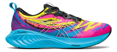 Tênis Asics Gel-Cumulus 25 color azul/rosa/amarelo - adulto 35 BR