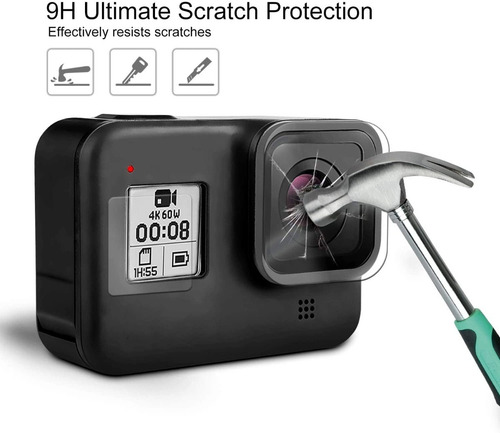 Vidrio Templado Protector Para Gopro Hero 8 Black 6 Unidades