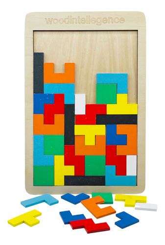 Brinquedo Educativo Jogo Tetris Madeira Combinação De Peças