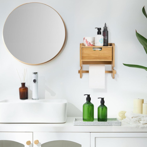 Soporte De Papel Higiénico De Bambú, Soporte De Pared Para R