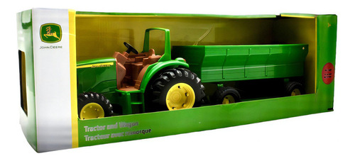 Tractor Y Remolque Resistente John Deere Juguete Grande Color Verde Oscuro Personaje Tough Tractor