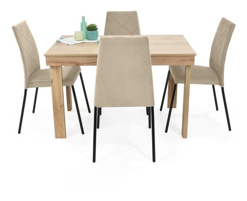 Set Comedor Napoli Orleans 4 Puestos En Tela Poliéster