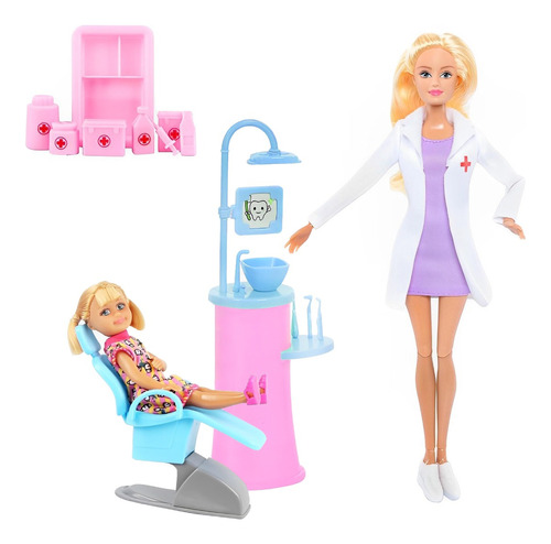 Muñeca Articulada Dentista Con Niña Y Accesorios - 12744