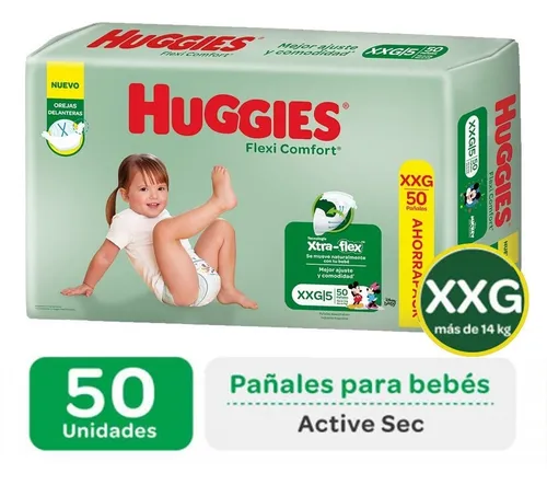 Pañales Huggies Flexi Comfort XXGPañales Huggies Flexi Comfort XXG en pack de 50 x 50 unidades