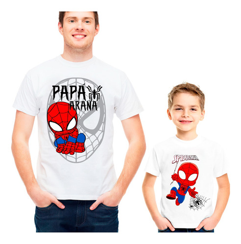 Poleras Dúo Papá E Hijo Hombre Araña Spiderman Exclusividad 
