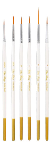Kit De 6 Pinceles Para Rótulo, Óleo, Acrílico Finos Linner 0 00 000 1 2 3