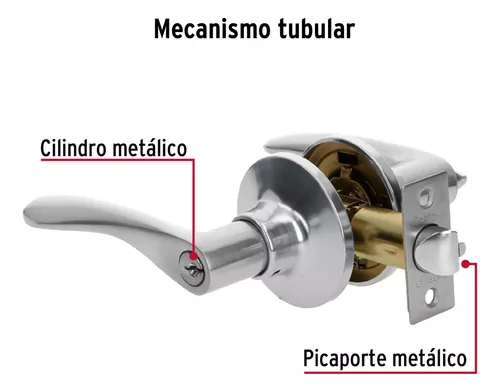 Manija Recamara Cromo Picaporte Cerradura Pomo Plata 20036