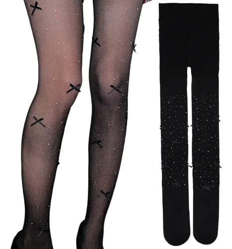 Medias Sexy Con Lazo Y Encaje, Calcetines De Red Bowknot Con