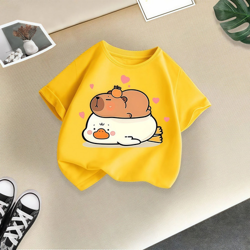 Camiseta Infantil Suave Con Estampado De Capibara