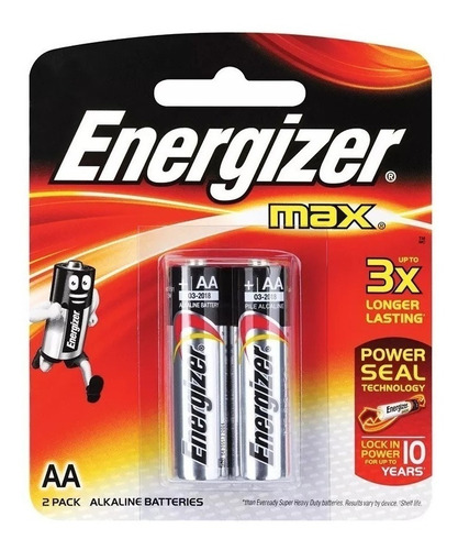 Par Bateria Pila Energizer Alkalina Aa X2 Max Power Duracion