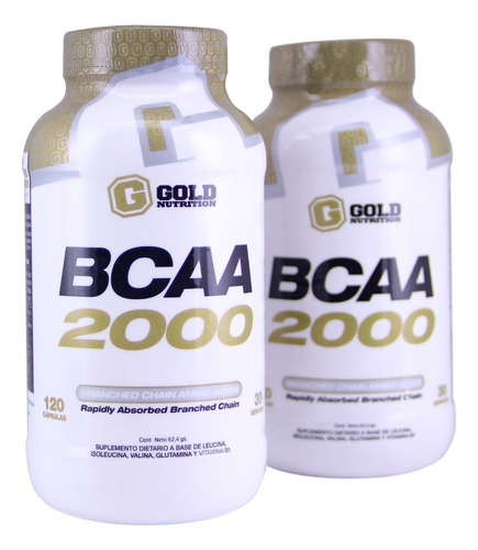 Bcaa 2000 - Gold Nutrition - Aminoácidos Ramificados 120 Tab Sabor Sin sabor