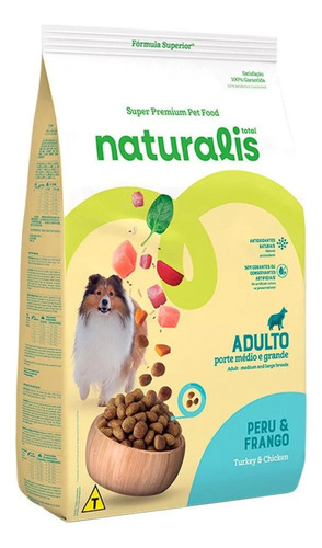 Ração Naturalis Cães Adultos Médios Frango E Peru 12kg